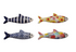 Hand-Painted Stoneware Fish Wall Décor, 4 Styles (Hangs or Sits)