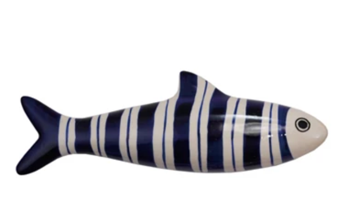 Hand-Painted Stoneware Fish Wall Décor, 4 Styles (Hangs or Sits)