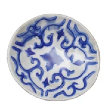 Blue and White Hand-Painted Stoneware Footed Dish, 4 Styles