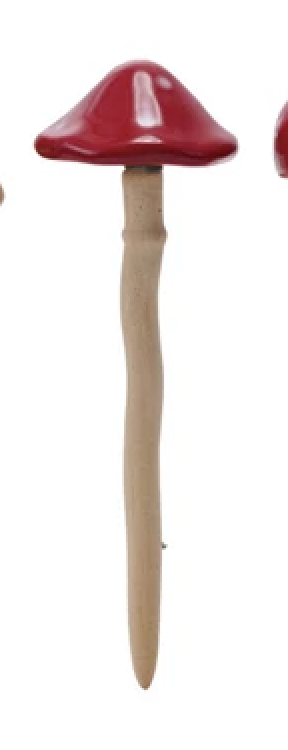 Stoneware Mushroom Plant Stake, 6 Styles (Each Will Vary)