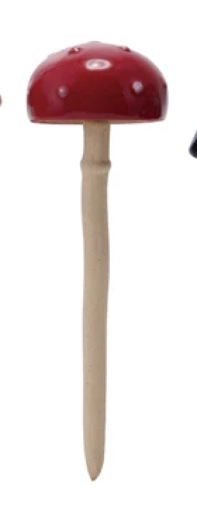 Stoneware Mushroom Plant Stake, 6 Styles (Each Will Vary)