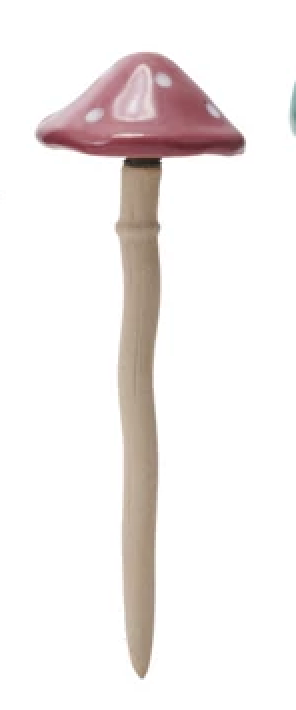 Stoneware Mushroom Plant Stake, 6 Styles (Each Will Vary)