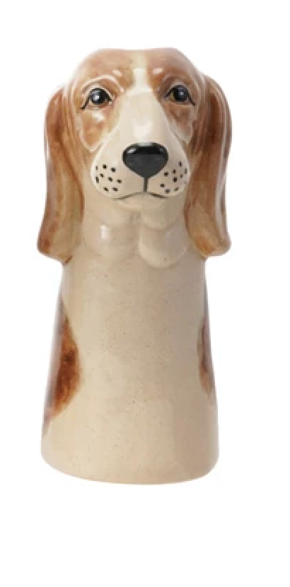 Hand-Painted Stoneware Dog Vase, 4 Styles