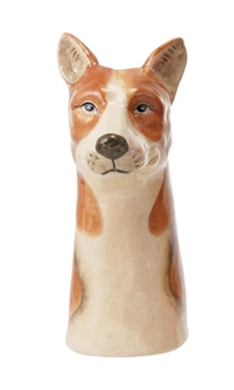 Hand-Painted Stoneware Dog Vase, 4 Styles