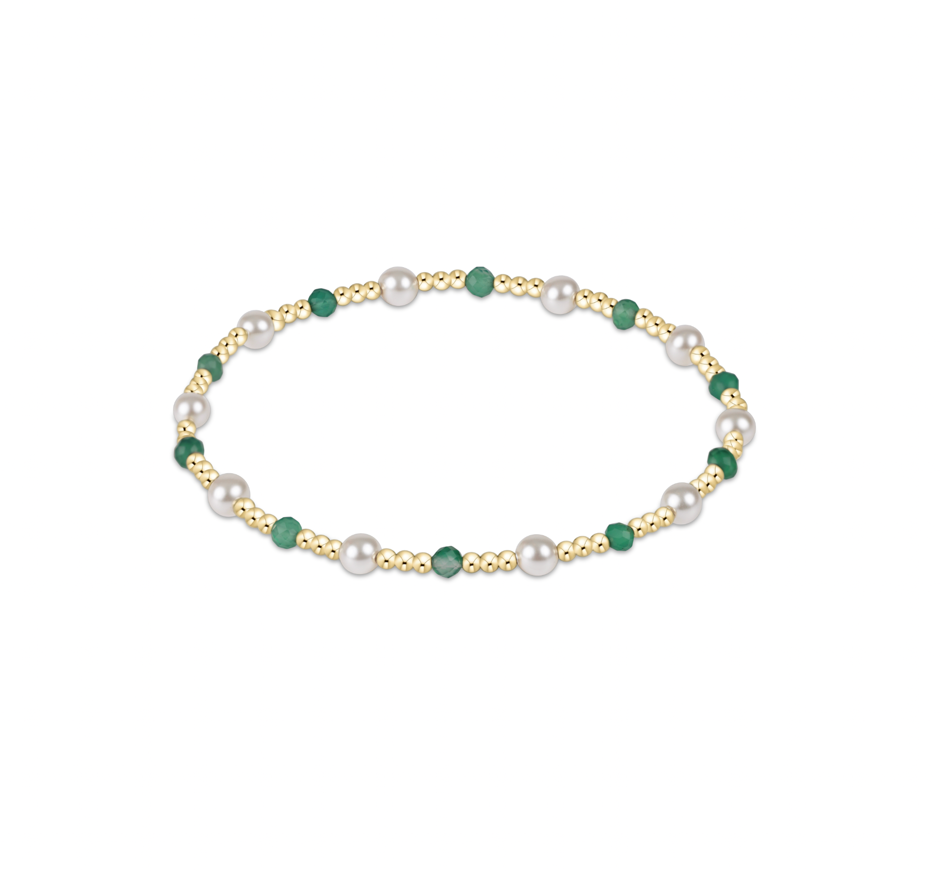 Pearl Sincerity Pattern 4mm Bead Bracelet - Green Onyx by enewton