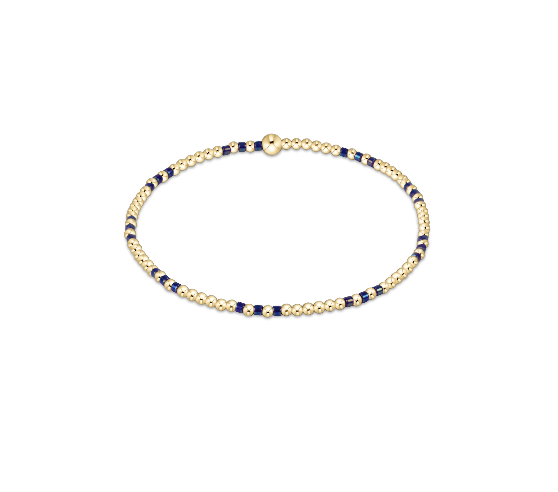 Hope Joy Pattern 2mm Bead Bracelet - Blue Metallic by enewton