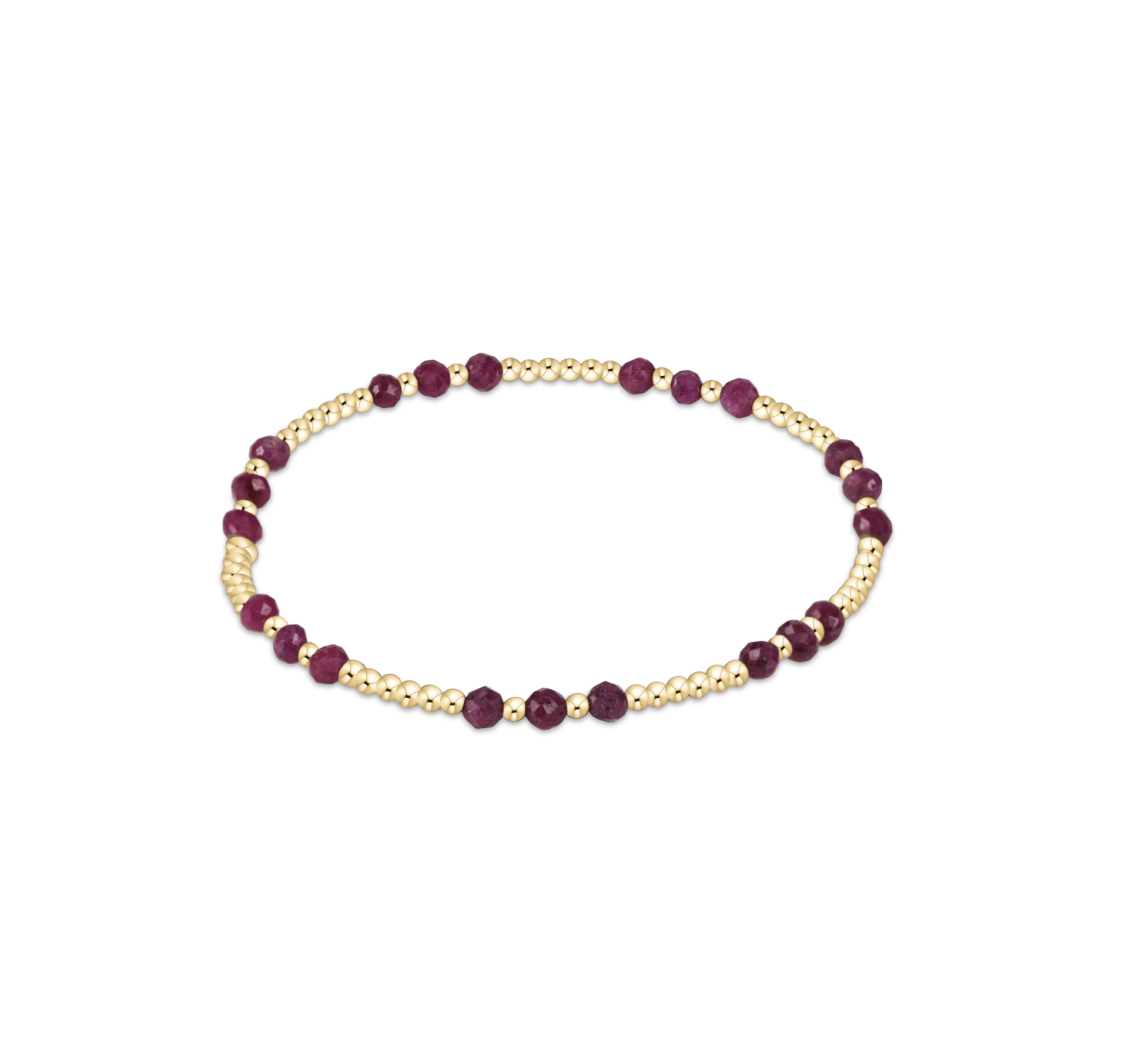 Gemstone Gold Joy Pattern 3mm Bead Bracelet - Ruby by enewton