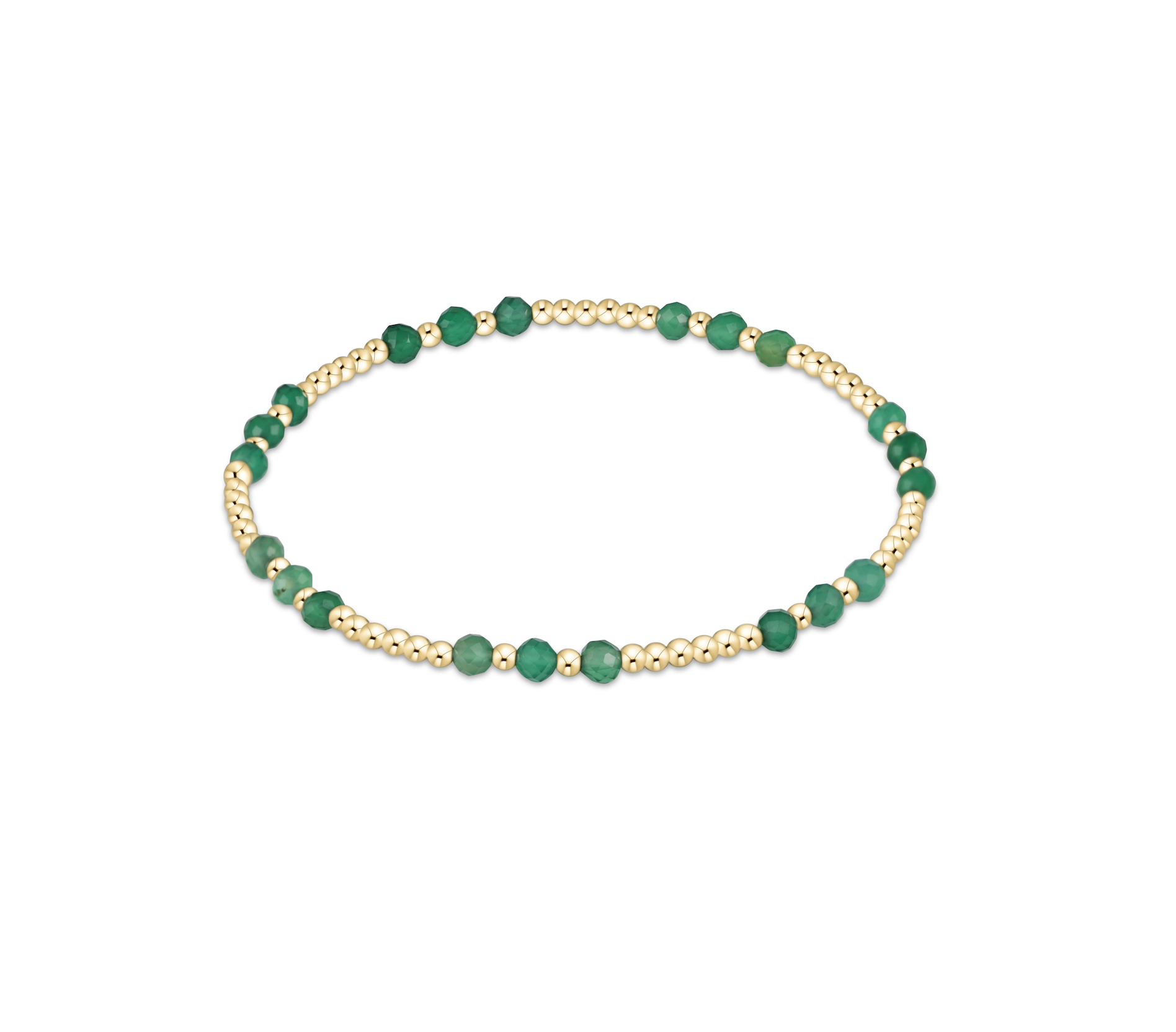 Gemstone Gold Joy Pattern 3mm Bead Bracelet - Green Onyx by enewton
