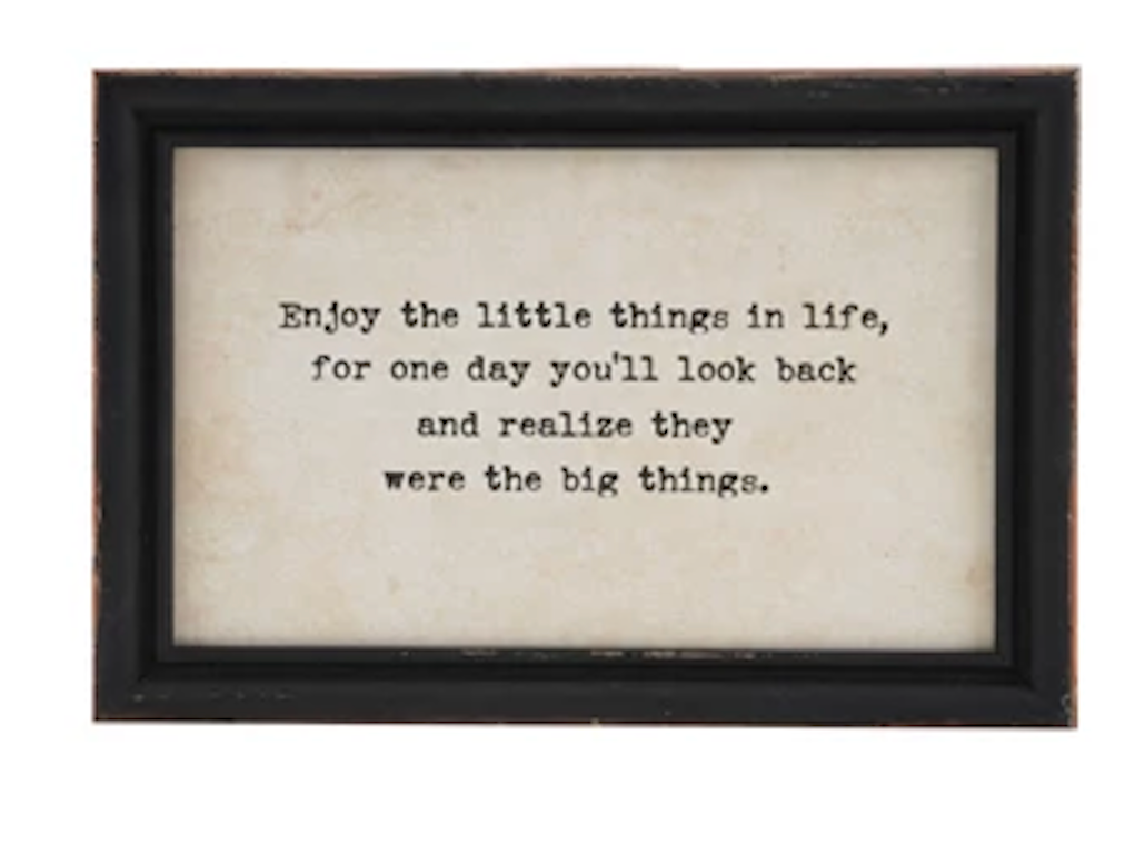 Wood Framed Wall Decor with Saying 9 by 6 inches