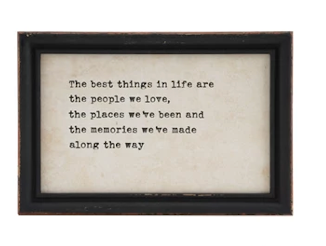 Wood Framed Wall Decor with Saying 9 by 6 inches
