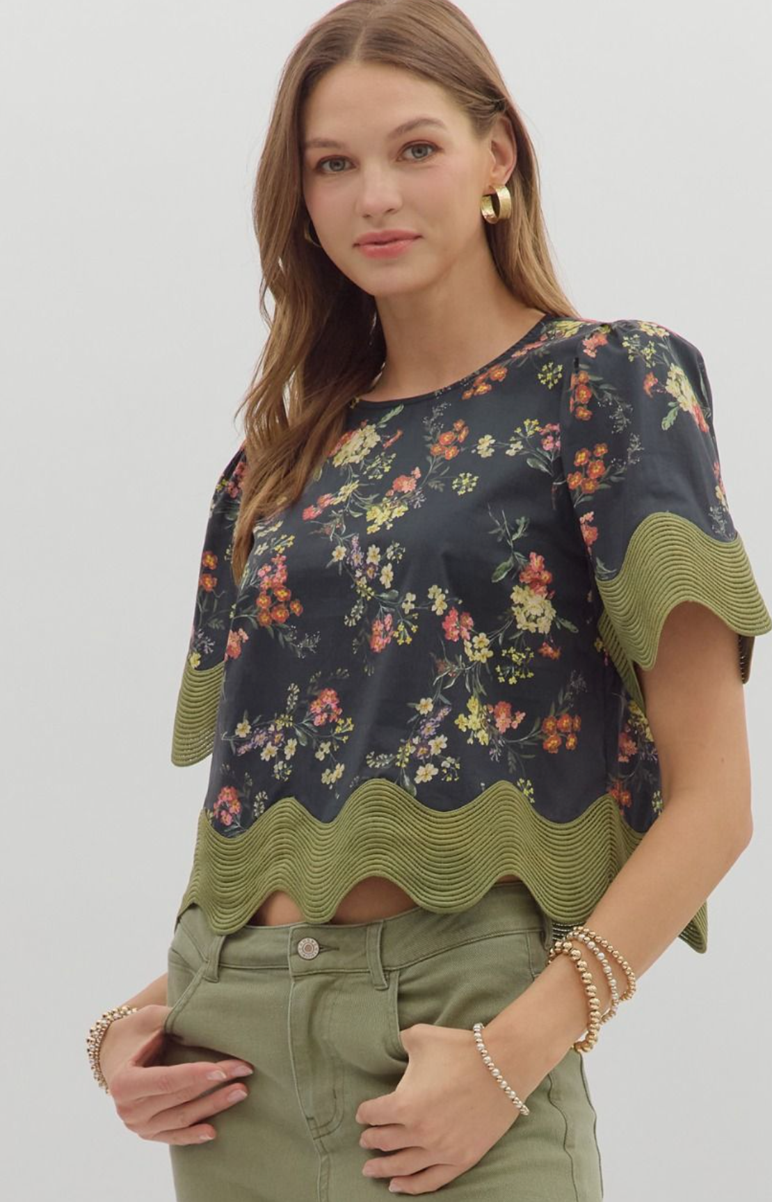 Wanda Floral Print Short Sleeve Top