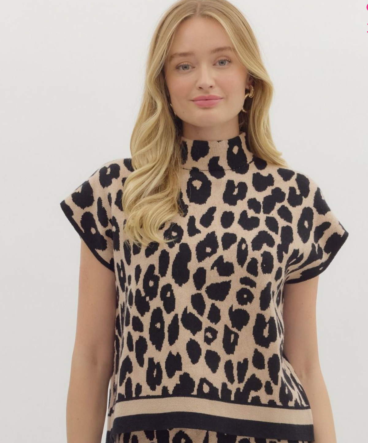 Sheri Animal Print Mock Neck Sweater Knit Top