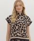 Sheri Animal Print Mock Neck Sweater Knit Top