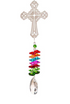 Memorial Trinket Metal and Crystal Hanging Cross, 11"