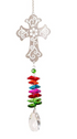 Memorial Trinket Metal and Crystal Hanging Cross, 11"