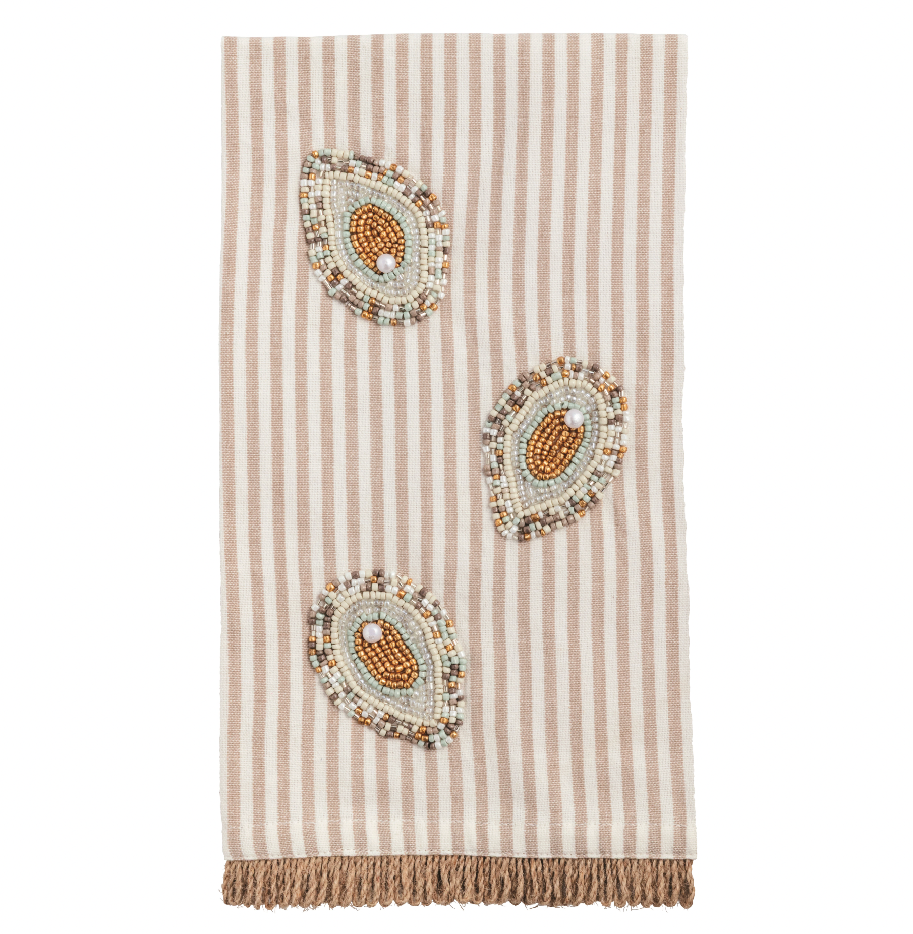 Taupe Beaded Oyster Towel