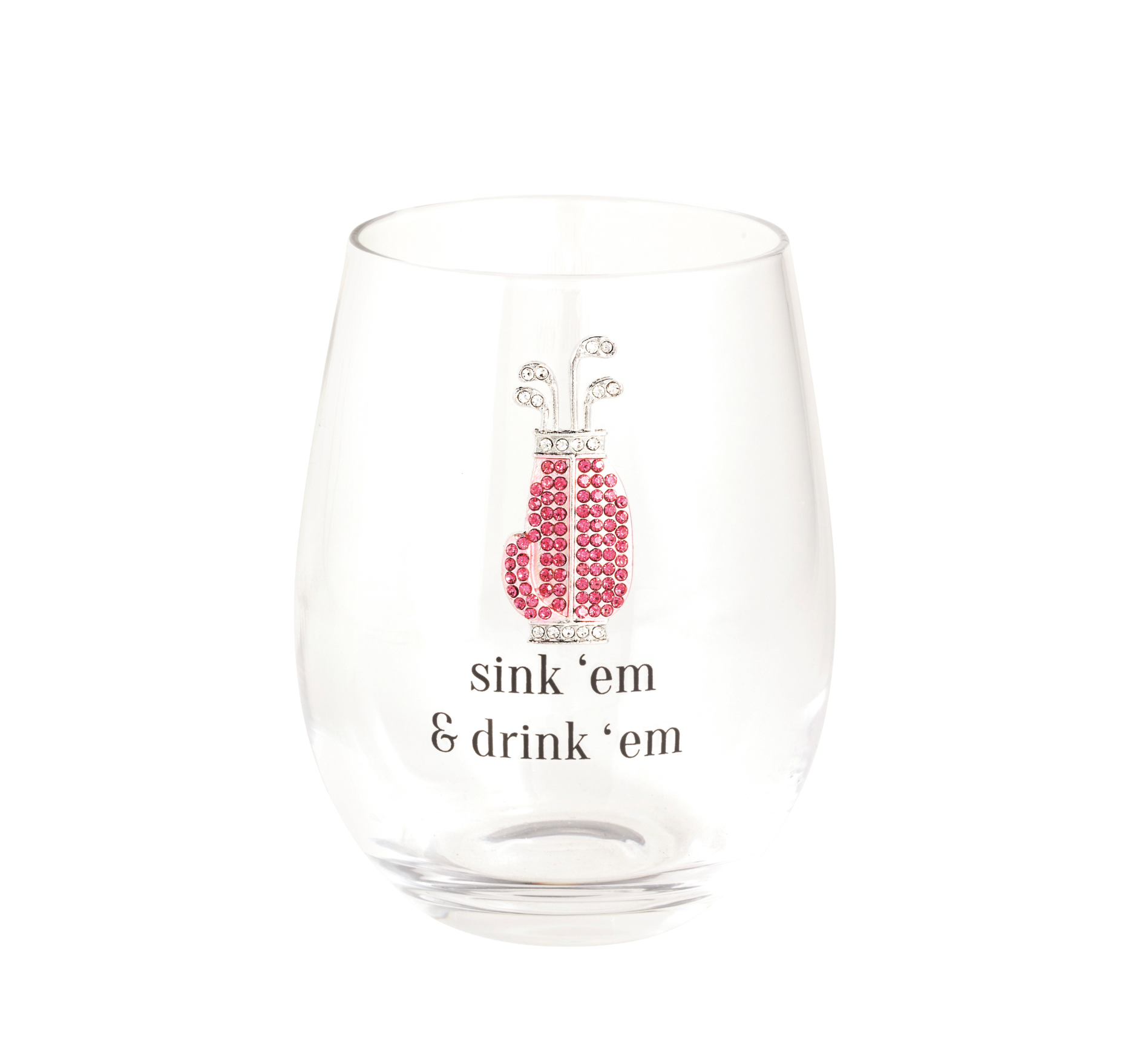 Clubs Jeweled Golf Wine Glass