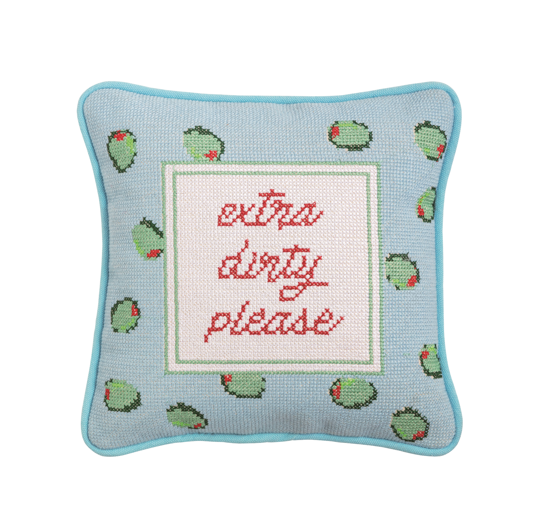 Olives Needlepoint Pillow