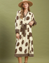 Sophia Leaf Print Belted Midi Dress – Cream Mix with Belt & Pockets