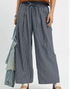 Amelia Striped Wide-Leg Pants – Navy Cotton Blend