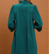 Ava Corduroy Puff Sleeve Shift Dress – Teal with Pockets