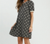 Sofia C6443 Textured Puff Sleeve Mini Dress – Black with Pockets