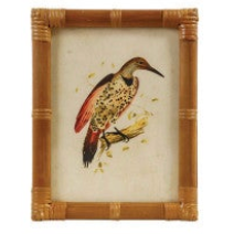 Wood Framed Glass Wall Decor with Birds & Botanicals