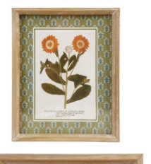 Wood Framed Glass Wall Decor with Birds & Botanicals