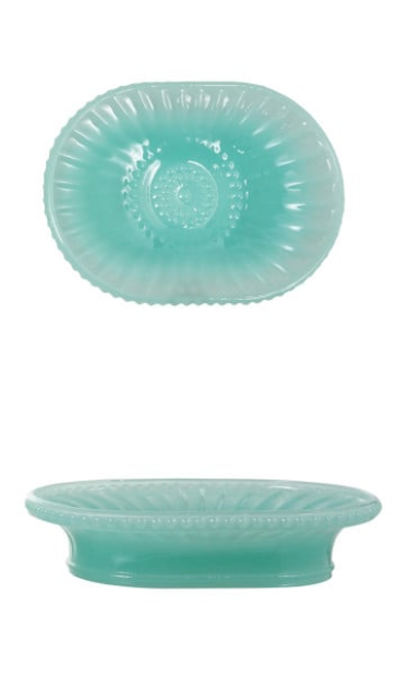 Embossed Milk Glass Footed Soap Dish, 4 Styles