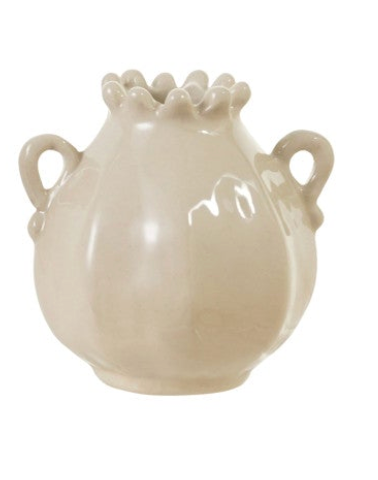 Stoneware Vase with Handles, Cream Color, 3 Styles