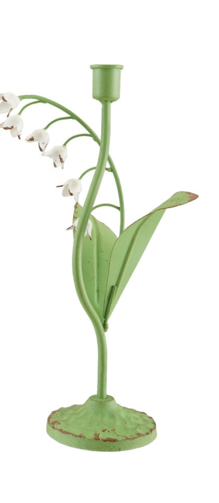 Metal Vintage Reproduction Toleware Lily of the Valley Taper Holder, 2 Styles
