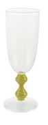 8 oz. Hand-Blown Glass Champagne Flute with Shaped & Striped Stem, 4 Colors