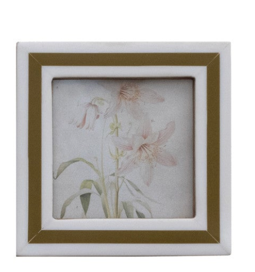 Resin & MDF Photo Frame Magnet w/ Inlaid Stripes, 6 Colors (Holds 3" x 3" Photo)