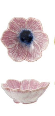 Stoneware Flower Shaped Bowl, Reactive Glaze, 6 Colors (Each One Will Vary)