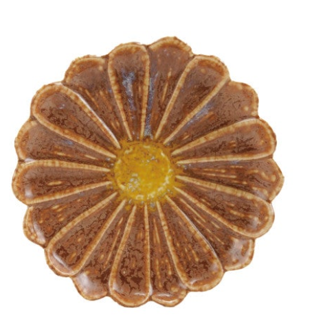 Stoneware Flower Shaped Plate, Reactive Glaze, 6 Colors (Each One Will Vary)
