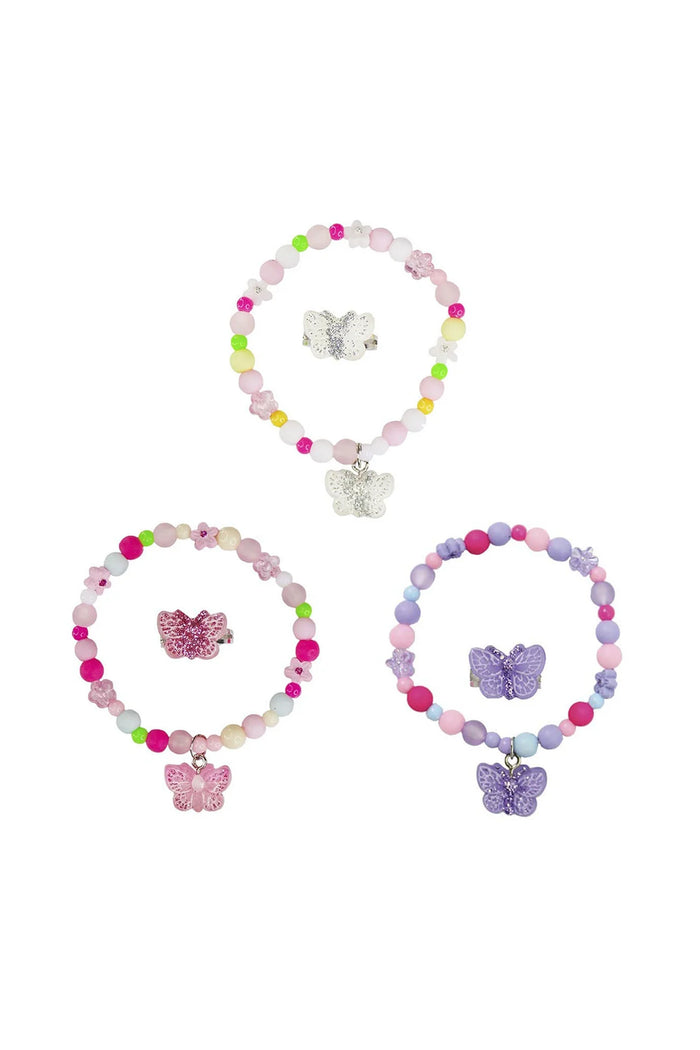 Sparkle Butterfly Bracelet & Ring Set -3 COLORS