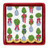 Holiday Topiaries cocktail napkin detail - boxwood topiaries in ginger jars
