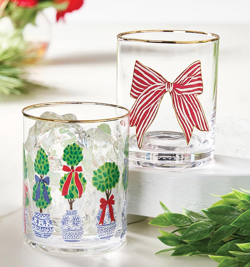Christmas Topiaries glassware collection overview