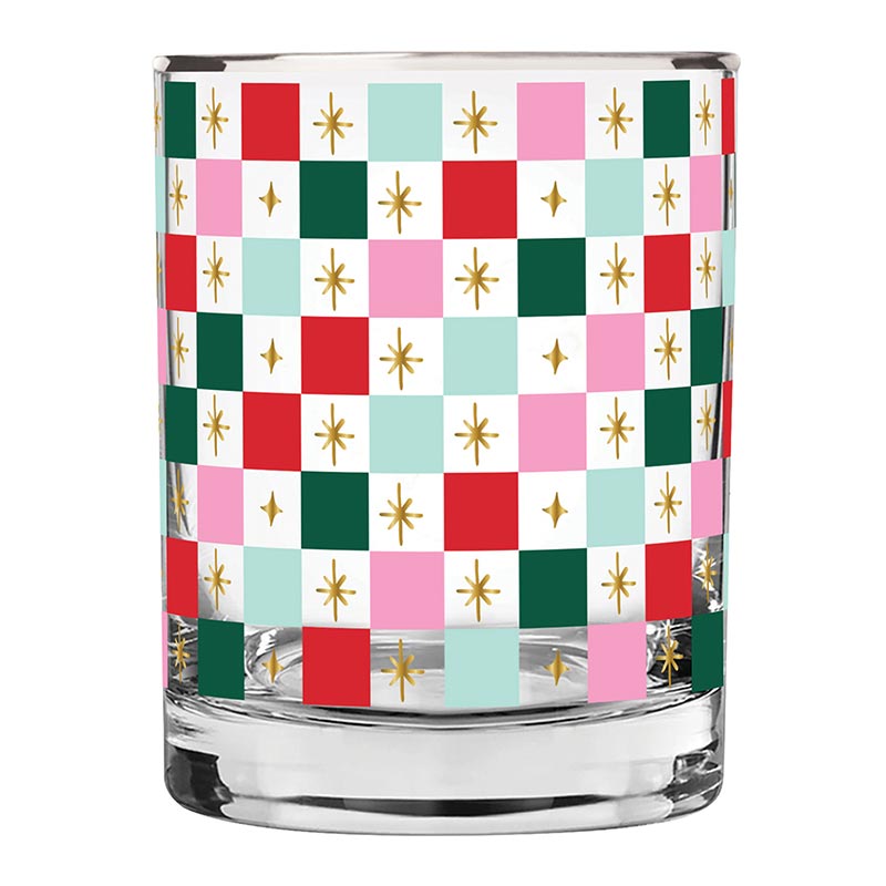 Double Old Fashioned Glass - Holiday Checkerboard - A. Dodson's