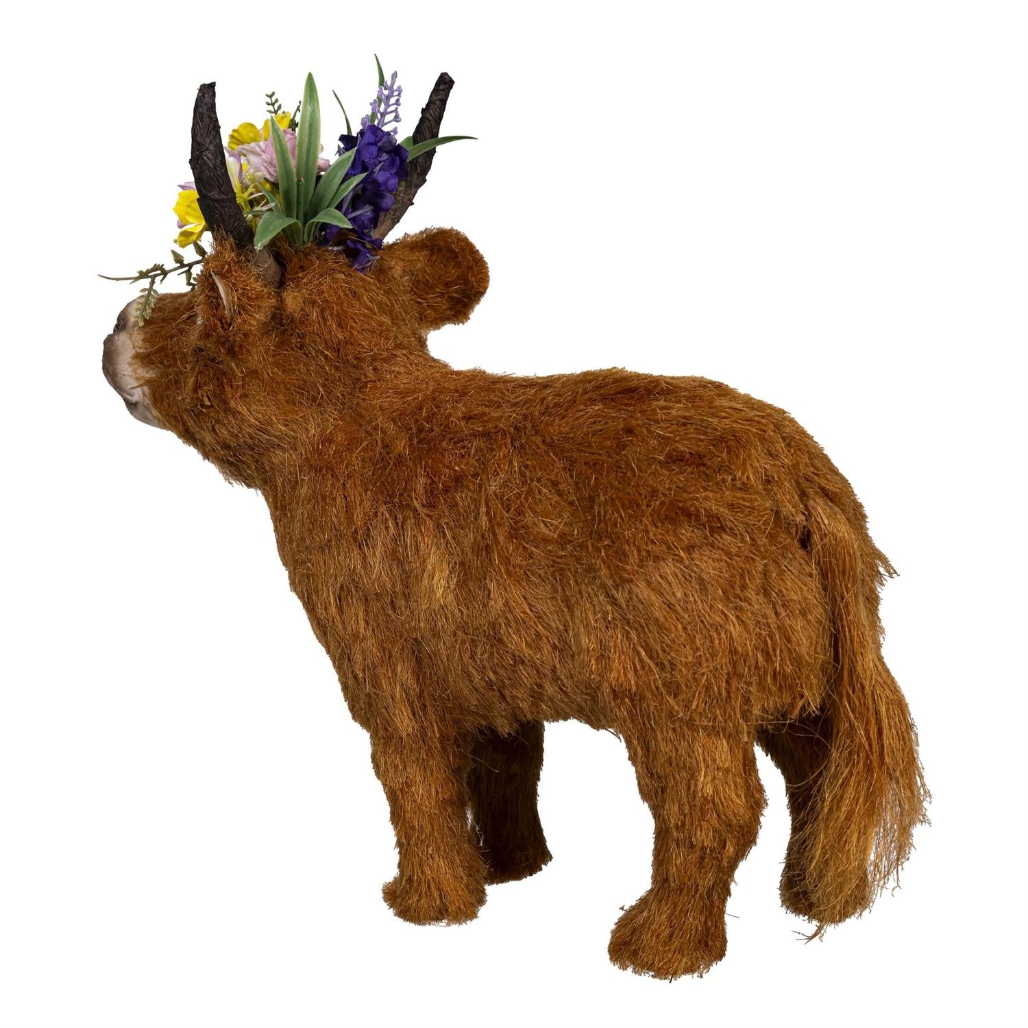 Natural Fiber Floral Highland Cow