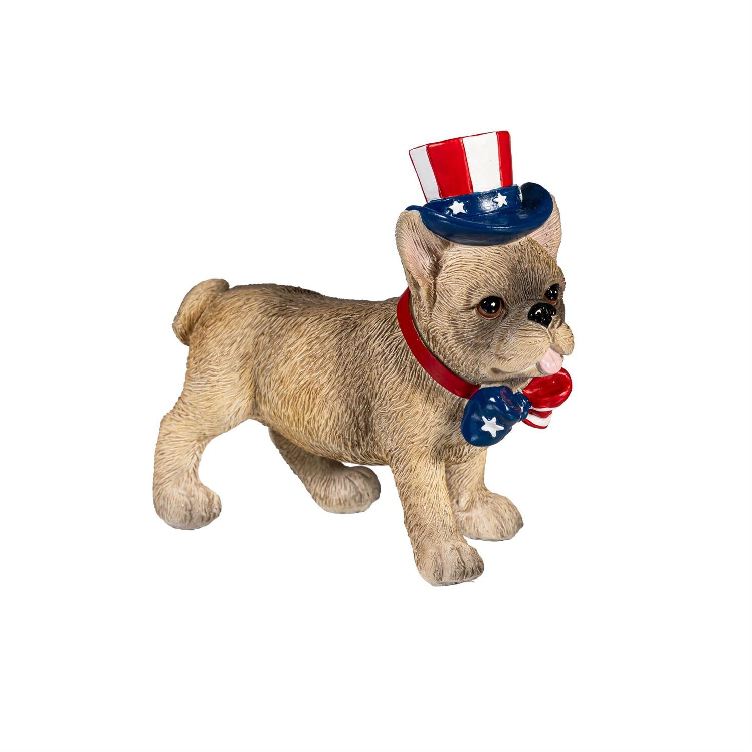 American Classic Table Decor Resin Patriotic Dog