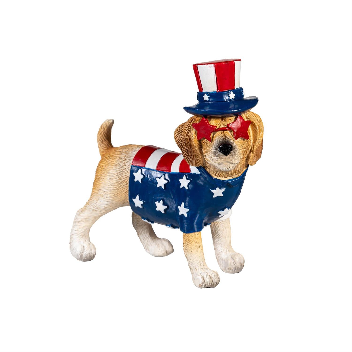 American Classic Table Decor Resin Patriotic Dog
