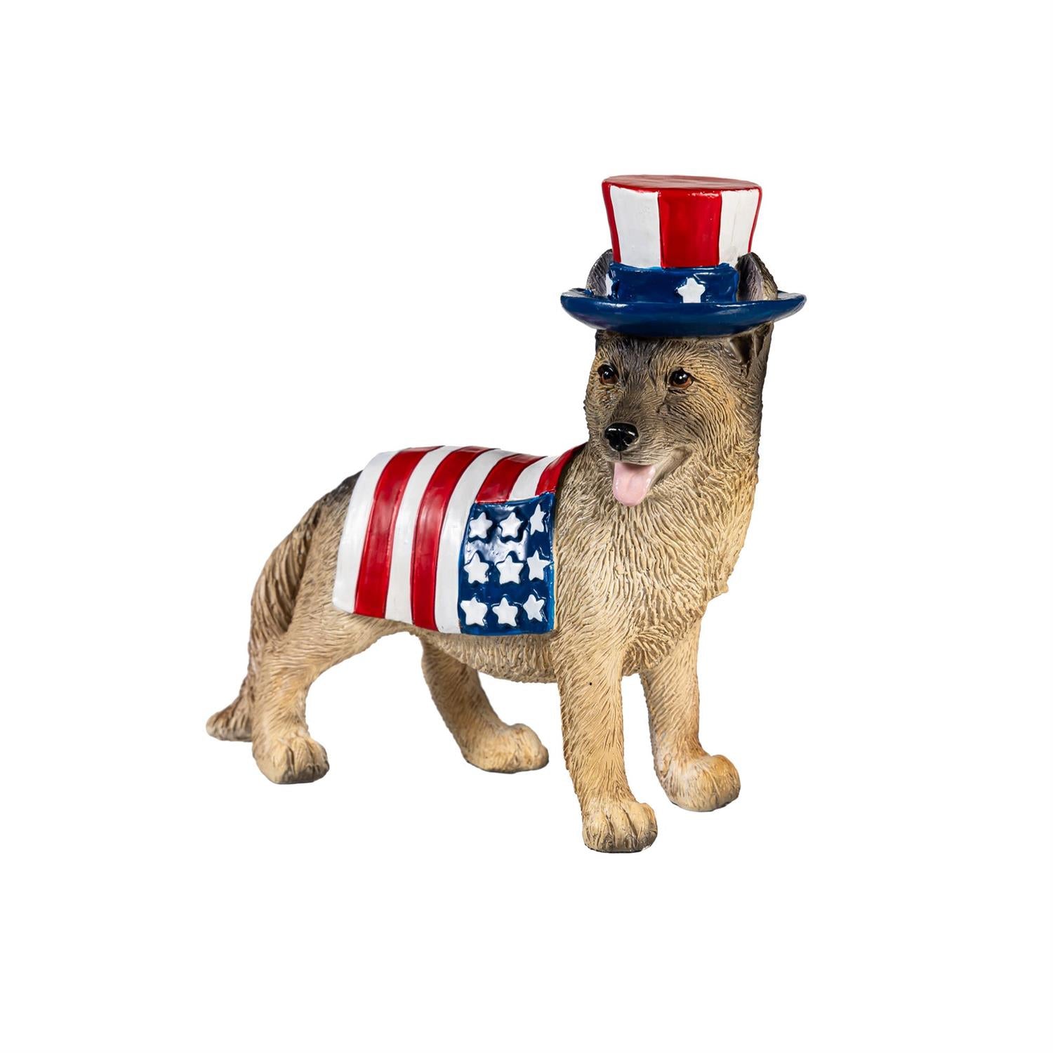 American Classic Table Decor Resin Patriotic Dog