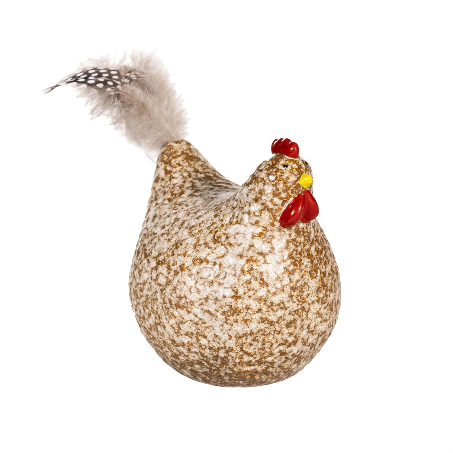 Petal & Plow Table Decor Ceramic Chicken with Feathers, 7"L