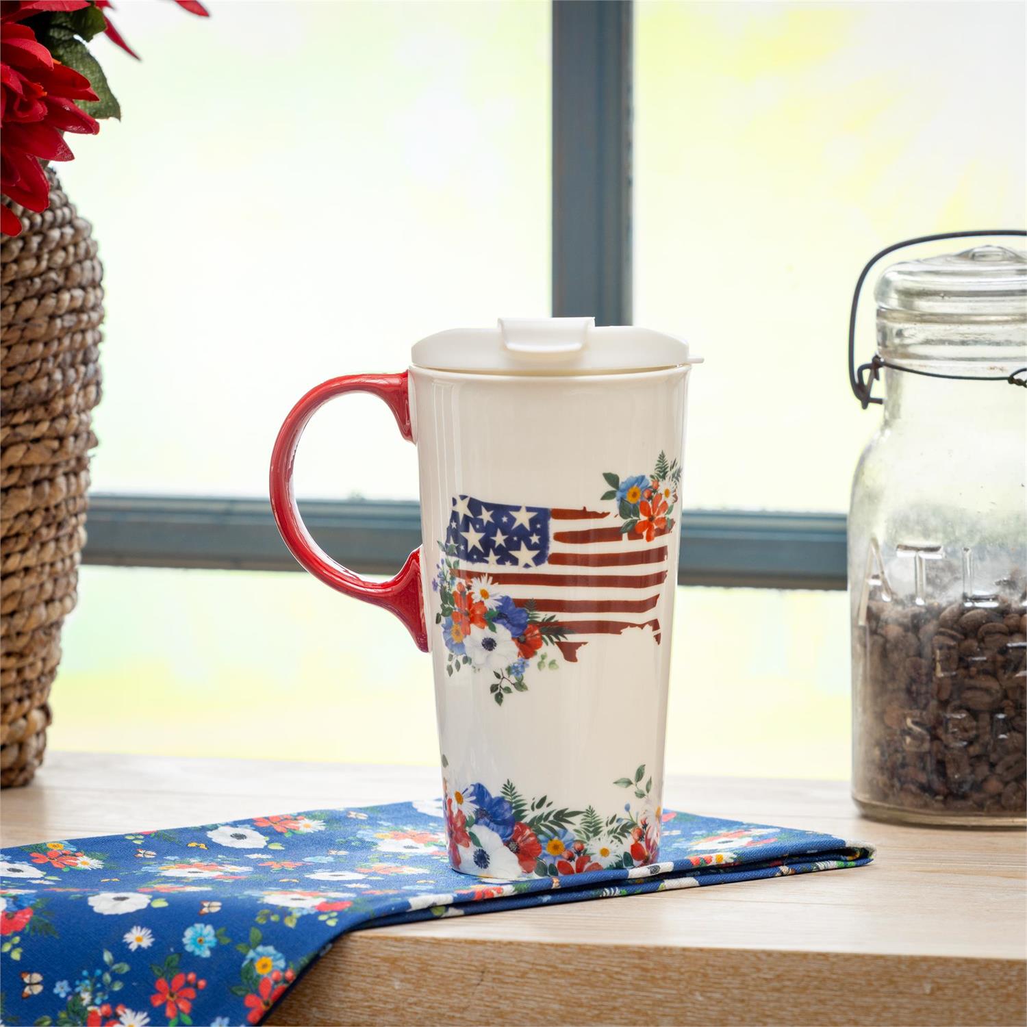 American Classic Ceramic Perfect Cup, Blooming USA, 17oz, Gift Box