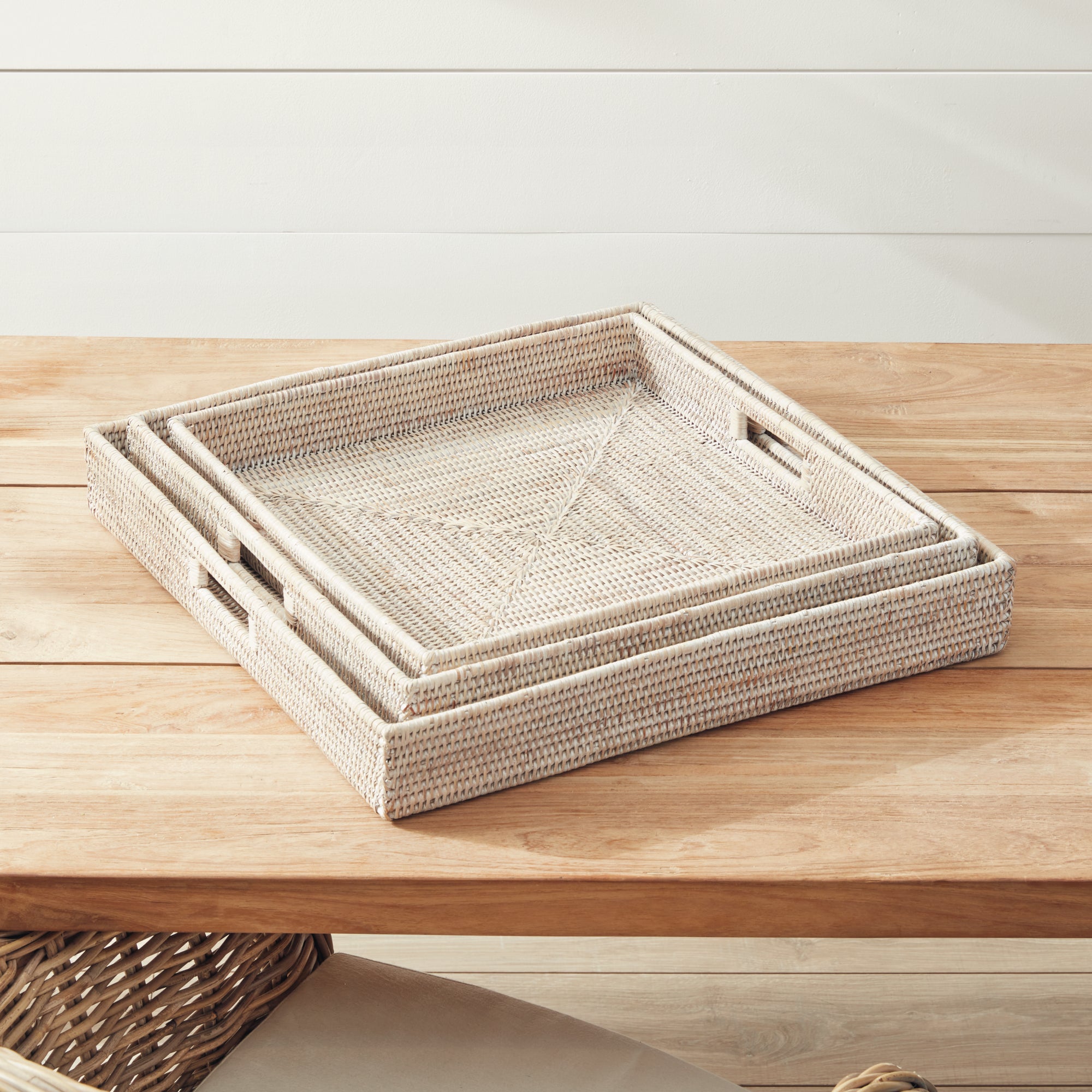 Burma Rattan Ottoman Trays, Set Of 3 - View 6