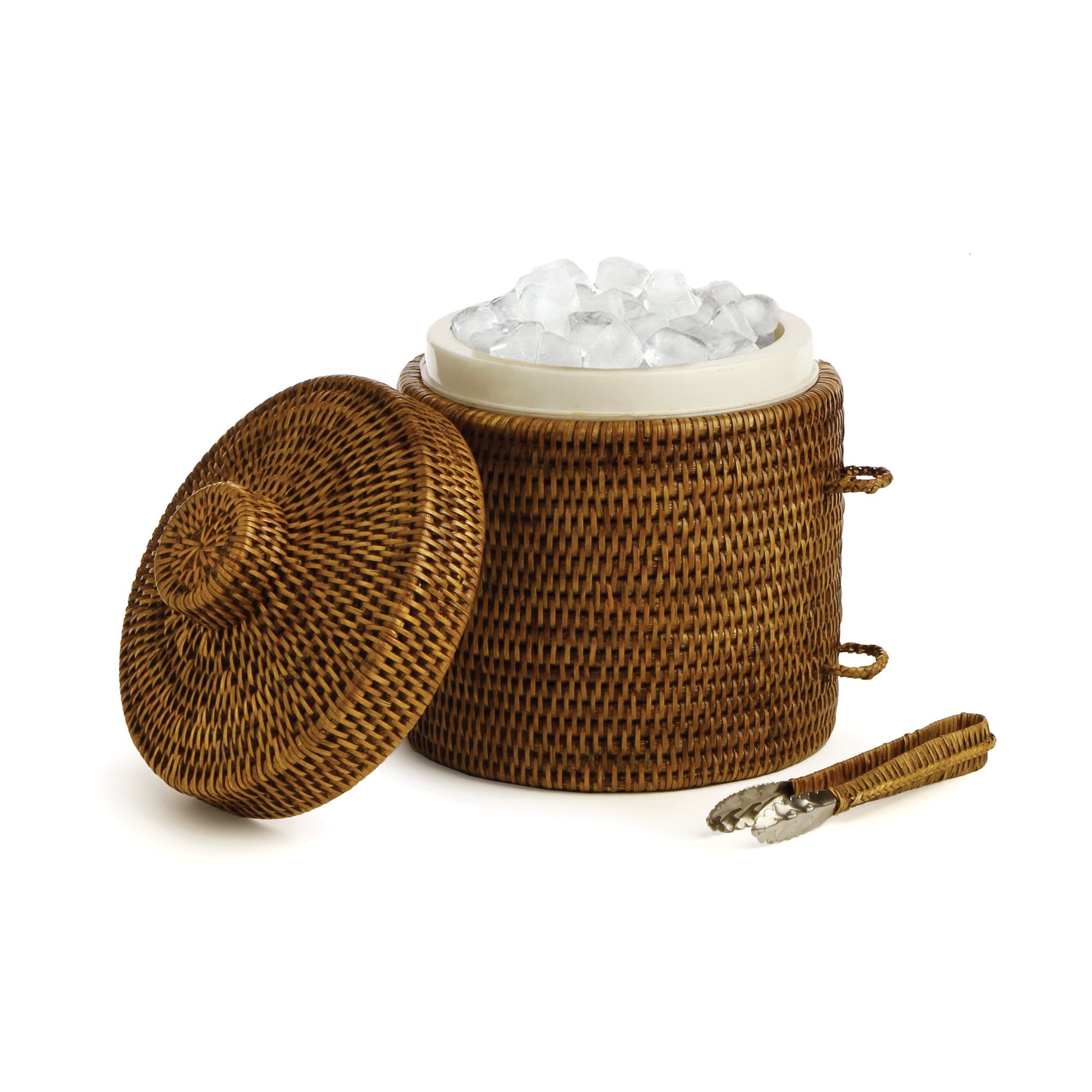 BURMA RATTAN ICE BOX & TONGS BY NAPA HOME & GARDEN