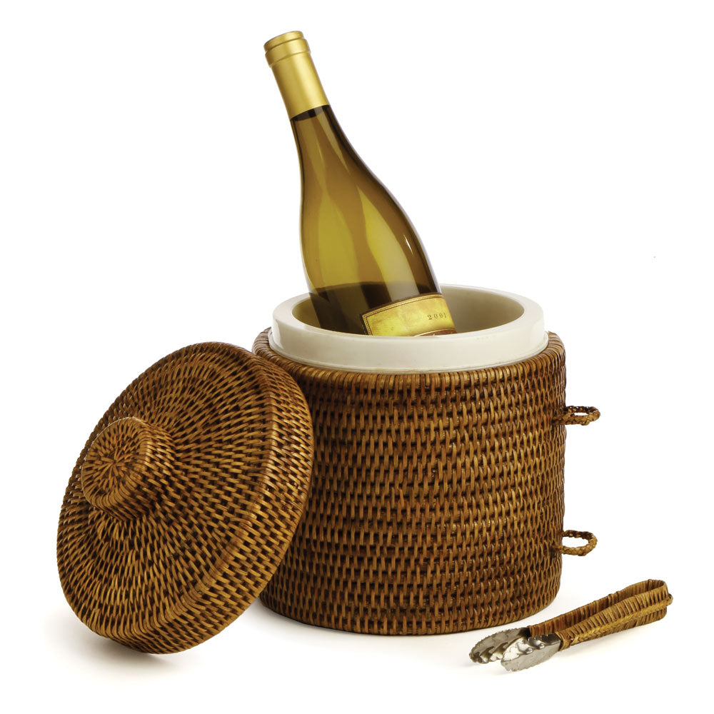 BURMA RATTAN ICE BOX & TONGS - view 2