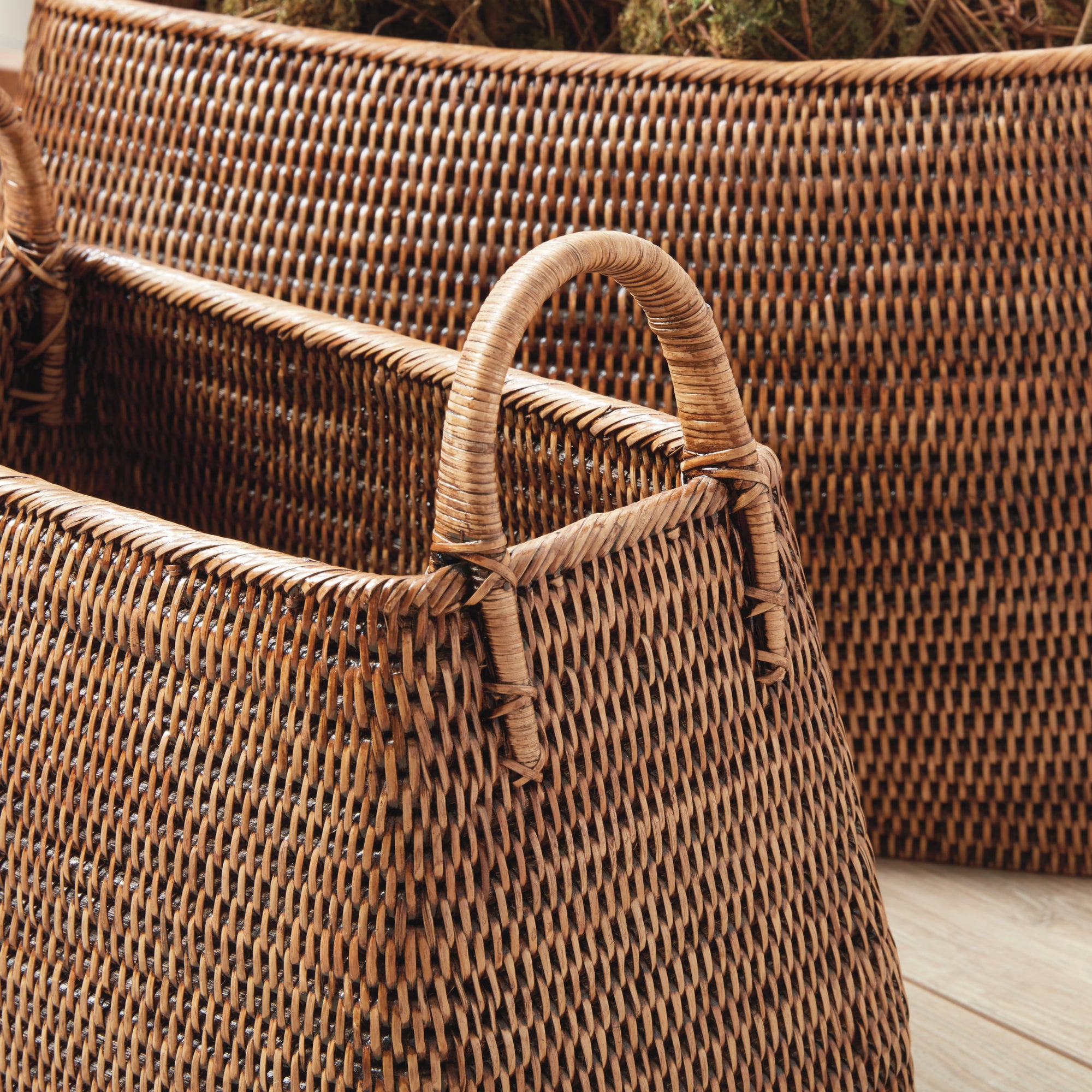 Burma Rattan Narrow Magazine Baskets, Set Of 2 - View 4