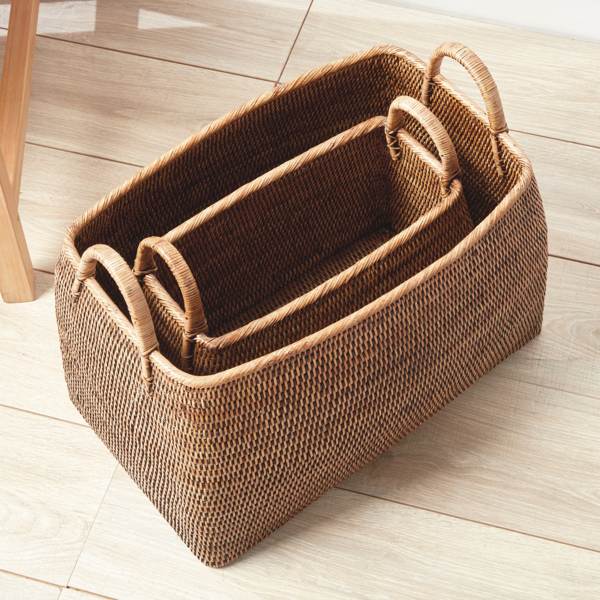 Burma Rattan Narrow Magazine Baskets, Set Of 2 - View 7